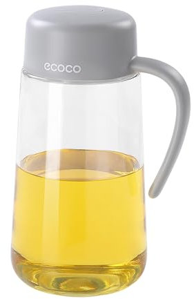Auto Flip Cap 34oz/1L Olive Oil Dispenser Bottle,Great capacity Condiment Dispensing Container for Kitchen, Non-Slip Handle Drip-Free & Spill-Free Spout,Easy Refill & Cleaning (Gray-1L)