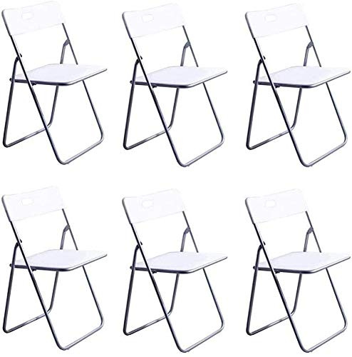 YHKJLYH Sun Lounger Garden Chairs Foldable Deck Chair Folding Plastic Backrest Seat Chair, Office Computer Table Chair Metal Frame White Mondern Furniture Set of 6 (Color : White)