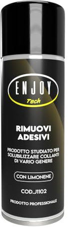 ENJOY TECH - Spray Rimuovi Etichette 500ml | Rimuove Adesivi, Residui di Colla e Silicone da Vetro, Plastica, Metallo e Legno | Sicuro su Superfici, Non Lascia Aloni | Professionale Made in Italy