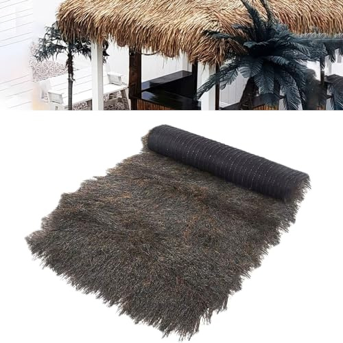 Techo De Paja Artificial Para Techos, Palma Sintética Ignífuga, Rollo De Techo De Paja Mexicana Utilizado Para Beach Hawaiian Tropical Garden Party Dec(Size:0.5*20m(1.64*65.6ft),Color:gris)