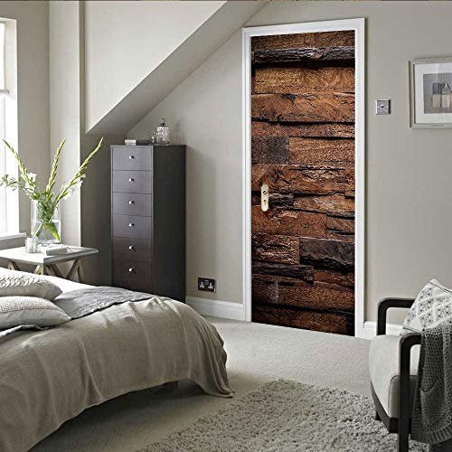 FYRHLH 3d Türtapete Selbstklebend Vintage&Holz Türposter Fototapete, Schlafzimmer Wohnzimmertür Aufzug Tür Aufkleber B85 x H205cm