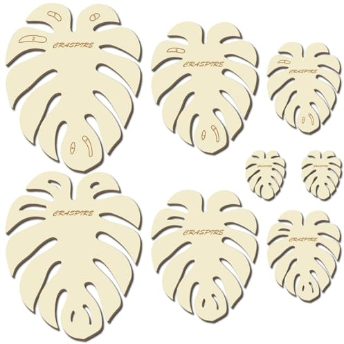 CRASPIRE 8 pz 4 Misure Modello di Taglio Foglia macramè Naturale in Legno Estivo Foglie Monstera Stampi da Taglio Rustico Nappa Modello in macramè Strumento per Appendere per Artigianato Fai da Te