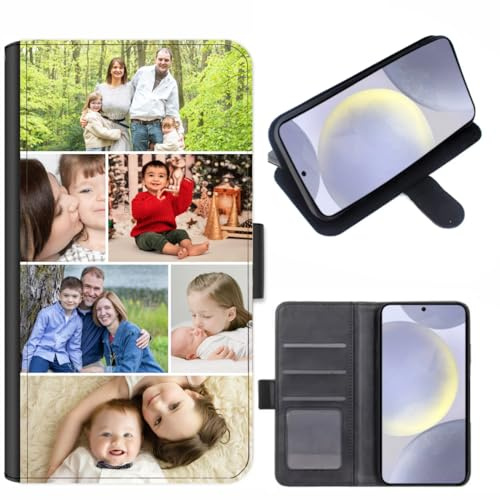EKAM Personalised Phone Case For Samsung Galaxy A57, A37, A17, A16, A26, A36, A56, A34, A12, A14, A54 4G/5G, Custom Photo/Image Collage Layout Design on PU Leather Wallet Magnetic Flip Cover