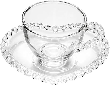 PHENOFICE Taza De Café De Vidrio Transparente Pequeña, Taza Para Beber Té Tarde, Vaso De Vidrio Resistente Al Calor, Adecuado Para Oficina y Desayuno, Juego De