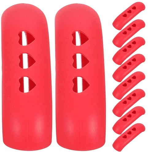SECFOU Protège-poignées De Casseroles Rouges Résistants à La Chaleur, Lot De 10 Housses En Tissu Isolant Antidérapant, Compatibles Poignées De Poêle Cuisine Domestique Et Cuisson Sûre