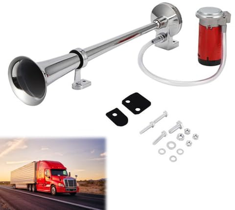 Cerioll Hupe Luft Horn Kit, Luft Hupe 12V Air Horn 150db mit Kompressor, Für Auto, Lkw, Zug, Booten, Motorrädern (Silber)