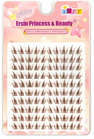Brown Wimpern Extensions Set 100Pcs 10-13mm Mixed Clear Band Künstliche Wimpern Cluster Lashes Extension Natürlicher Look Lash Clusters Individuelle Wimpern Extensions(XRK)