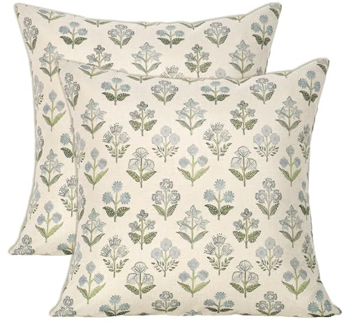 DEMIUKO Boho Kissenbezug 45x45 cm Dekokissen Bezüge Grün Beige Kissen, 2er | Sofakissen Bezüge, Dekokissen Bezüge, Zierkissen Bezüge, Outdoor Kissenhülle, Home Decor, Garten Couch Sofa Wohnzimmer Deko