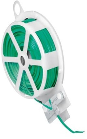 Carrete de alambre plastificado 100m, resistente a la corrosión, ideal para cercas, jardinería y manualidades.