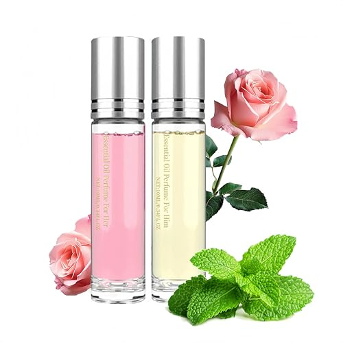 Roller Ball Parfüm Set, Parfüm mit Vanille&Minze, Parfum für Männer und Frauen Tragbarer Duft Damen Öl, 2 Stück Duftpaar Set mit Langanhaltendem und Blumige & Frische Düfte