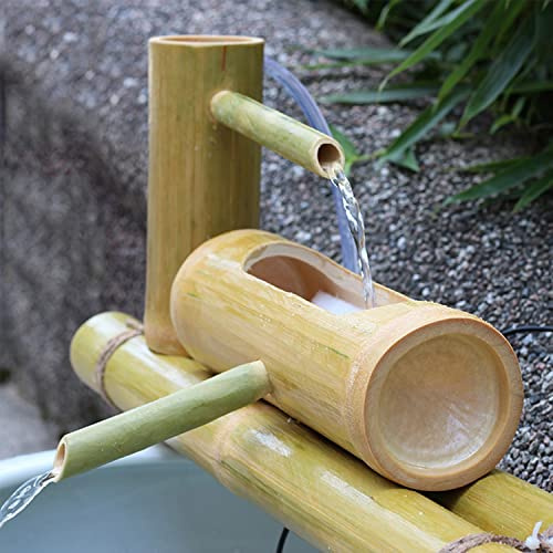 Fontana in bambù con pompa, decorazione per interni ed esterni, decorazione da giardino zen fai da te