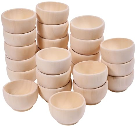 CHGCRAFT 24 Stück Mini Holzschale Unbearbeitete runde Holzschale Holzschalen zum Greifen zum Sortieren und Dekorieren von DIY Bastelarbeiten, Durchmesser 1,57 Zoll
