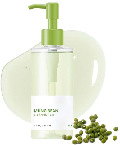 Mungobohnen Reinigungsöl - Cleansing Oil & Abschminköl - Koreanisches Skincare Oil Cleanser für Gesicht & Augen - Reinigungsöl Gesicht für Saubere Tiefen Poren, Nicht Komedogen, für Empfindliche Haut