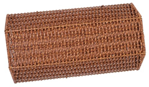 LOORGVEL Paragüero de Plástico Diseño Tejido Tipo Ratán Marrón, Soporte para Paraguas y Fácil de Limpiar Adecuado para Entradas y Casas de Huéspedes