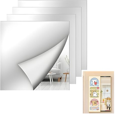 Nairv-Furn 4 Azulejos de Espejo Autoadhesivos, Azulejos de Espejo Acrílicos, Láminas de Espejo Acrílico HD, 1.3 mm de Grosor, para Paredes, Escuela, Sala de Estar, Baños