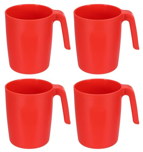 QUARKZMAN Set Di 4 Tazze Da Caffè In Plastica, Tazze Da Caffè Infrangibili, Bere Riutilizzabili Sicure Per Microonde E Lavastoviglie Con Manico Per Tè Latte Succo Cucina Campeggio,