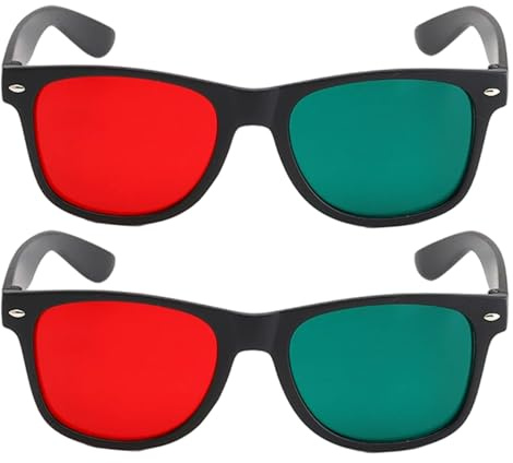 3D-visningsglasögon, 2 st 3D-glasögon, svart ram röd grön visning för dimensionell anaglyf TV-film DVD-spel och amblyopia träningsglasögon