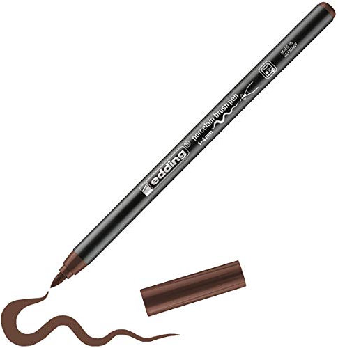 edding 4200 porcelain brush pen - brown - 1 pen - brush nib 1-4 mm - felt-nib pen for painting and decorating ceramics, porcelain - dishwasher-safe, lightfast ink, quick-drying