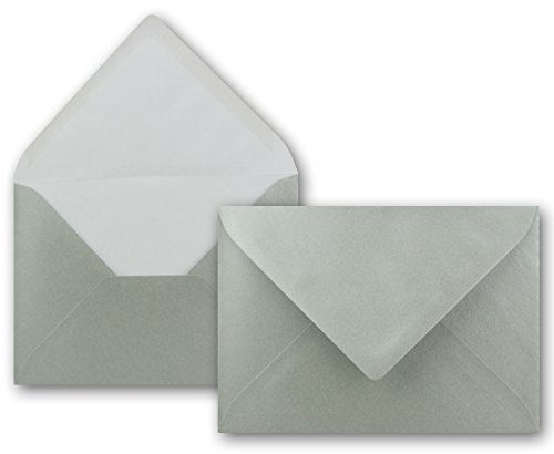 50 Brief-Umschläge - Silber Metallic - DIN C6-114 x 162 mm - Kuverts mit Nassklebung ohne Fenster für Gruß-Karten & Einladungen - FarbenFroh by GUSTAV NEUSER