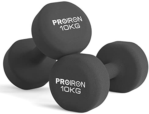 PROIRON Hantlar tränar neopren-hantel-hantelvikter, säljs i par svart-2 x 10 kg