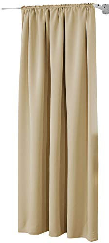 WOLTU Tenda Termica Oscurante Opaca, Tenda con Nastro per Binario, 250g/m² Pesantemente Isolante, per Soggiorno Camera da Letto, 135 x 245 cm, Champagne