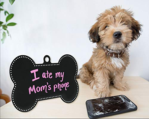 Custom Product Solutions Dog Bone Shaped Chalkboard Message Sign. Black w/White Print - 7 1/2 x 12
