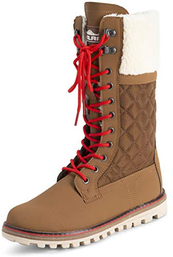 Polarr Femmes Fausse Fourrure Chaude Thermique Imperméable En Marchant Neige L'hiver Semelle En Caoutchouc Bottes - Tan/Beige Peau De Mouton - UK6/EU39 - YC0601