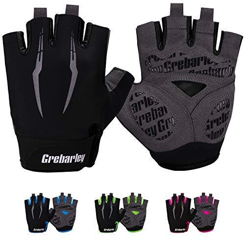 Grebarley Guantes de Ciclismo,Guantes MTB,Adecuado para Ciclismo de Montaña,Todo el Vehículo de Terreno,Bicicleta de Montaña,Guantes de Verano para Hombre/Mujer (Negro, S)