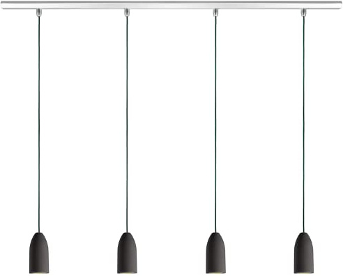 Buchenbusch urban design Pendelleuchte 4 flammig dark edition, Deckenlampe Esszimmer hängend mit Textilkabel Dunkelgrün, Hängeleuchte Küche aus Beton