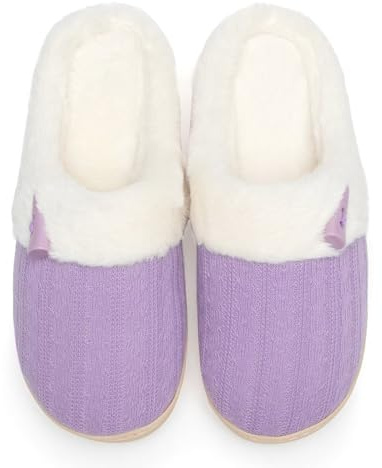 NineCiFun Pantofole Invernali Donna, Memory Foam in Plush con Suola Antiscivolo