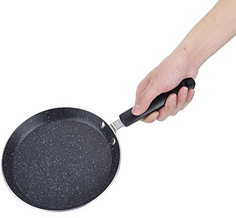 Sartén antiadherente para crepes, Sartén plana de Aluminio para panqueques, Plancha Tawa con empuñadura anti-quemaduras, Compatible para Estufa de inducción(18.6cm)