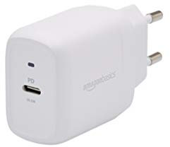 Amazon Basics Cargador de pared con 20W USB-C 1-Port, no GaN, enchufe para EU, Blanco, 2.76 x 8.3 x 4.39 cm