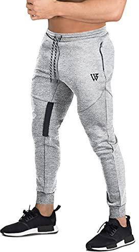 BROKIG Men Breathable Tracksuit Bottoms Gym Trousers Joggers L Light Grey