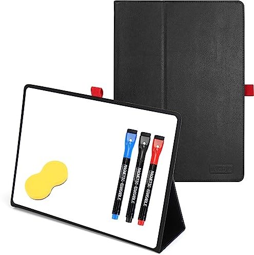 iNenya - Tragbare 31cm x 22cm kleine Whiteboard, magnetisches Trockenlöschbrett mit 3 Markern, Radiergummi & stilvollem rotem elastischen Stifthalter für Geschäft, Bildung & Zuhause