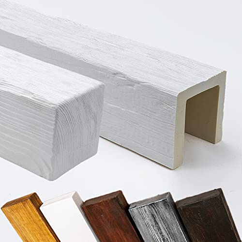 create luxury GRAND DECOR Poutre en faux bois de 2 m, dimensions 12 x 12 cm (matériau polyuréthane, mieux que le polystyrène) Couleur blanc peinture.Véritable effet bois (ED 106)