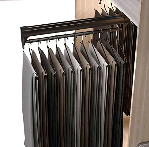 FKKPRVAX Ausziehbare Kleiderstange 25-61cm für Schrank Oben montiert,Ausziehbarer Hosenhalter für Garderobe,Garderobe Garderobenständer Garderoben-Organizer-Schiene - Schwarz (Size : 56cm/22inch)