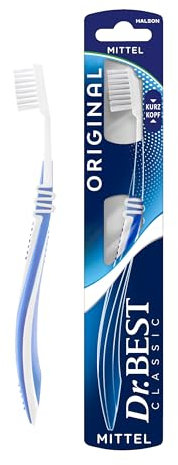 Dr.BEST Spazzolino da denti a testa corta originale, medio (1 pezzo), aiuta a proteggere le gengive