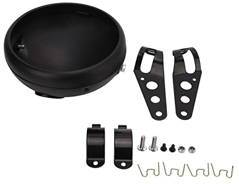 Akozon Motorrad Scheinwerfergehäuse, 7 Zoll Universelle Halterung für Motorrad-Frontscheinwerfer für LED-Scheinwerfer 38‑51 Mm Gabelrohre