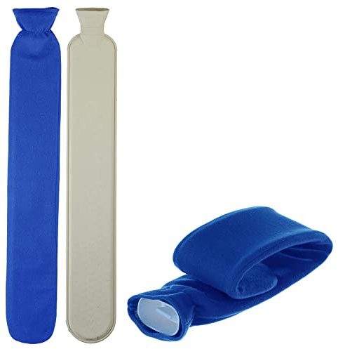 Schlauch WäRmflasche In Blau 2 Liter Mit Weichem Bezug Extra Lang 72 Cm FüR Nacken Schulter Blau