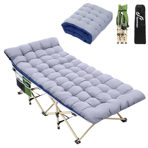 Sportneer Feldbett Klappbett mit Auflage, 188 X 71cm 204KG Set of Campingbett Feldbett Klappbar XXL mit Faltbare Matratze Camping für Erwachsene, Outdoor, Garten, Camping, Reisen, Indoor