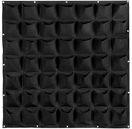 An der Wand befestigter Vlies-Pflanzsack aus Filz, Wand, Grün, Schwarz, Gemüsepflanze, for Aufhängen, Anbaubeutel, Garten, Heimbedarf (Color : Black 49 Pockets)