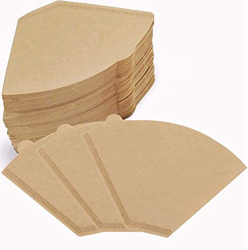 Filtros de café desechables de papel para un sabor suave y limpio, filtro de café #4, filtros de papel natural, 8-12 tazas, desechables para verter y cafetera (natural sin blanquear, 4 en forma de U,