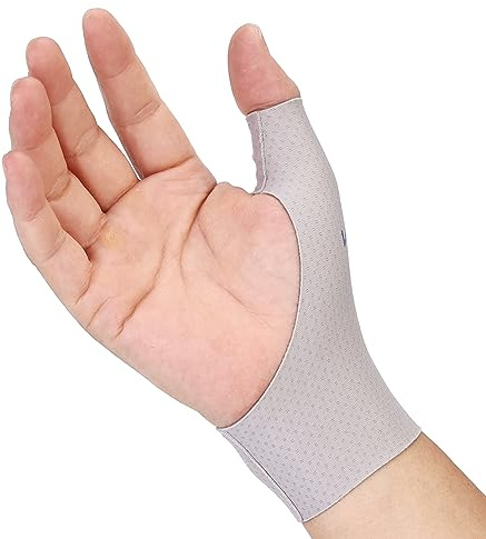 Willcom Thumb Wrist Brace Compression Sleeve (2 PCS) for Protector Support, Soft Elastic Fabric Thumb Spica Splint Glove Liner for Women and Men -Left or Right Hand (L, >7 Inch)
