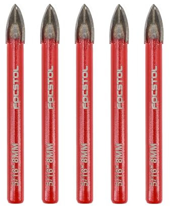 FOCSTOL Set Punte Trapano a Secco - 5 pezzi 8mm Set Punte in Carburo con Gambo Rotondo per Legno Plastica Muratura Ceramica Piastrelle Cemento Marmo