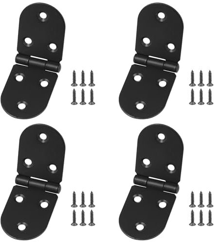 JJWNMLL Hinges 4 pcs - Semicircle Hinge for Wood Black Door Hinges with 26 pcs Hinge Screws for Home Furniture Hardware Cabinet Closet Door Drawer Wood Box