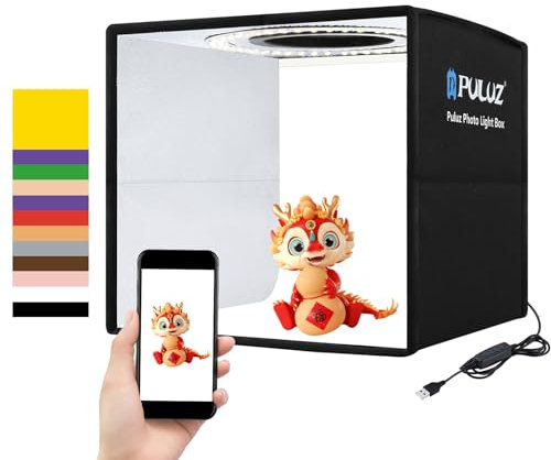 25cm Studio Photo Tir Boîte Boîte à Lumière Photo Eclairage Tentes Box de Shooting Petite boîte de Prise de Vue PULUZ Portable pour Professionnel avec 12 arrière-Plans de Couleurs
