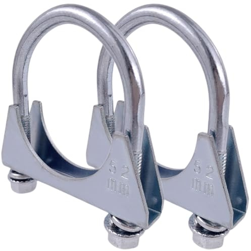 2x M8 Bügelschelle Rohrschelle Ø51-102 mm Spezialschelle für Auspuffrohr U-förmige Verzinkter Rohrklemmbügel (52mm)
