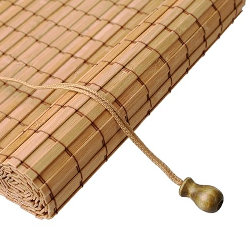 zcru004 Natürliche Bambus Rollo Raffrollo Bambusrollo Bambus Rollo Sonnenschutz Sichtschutz Rollo Fenster und Türen Anpassbar (60x140cm)