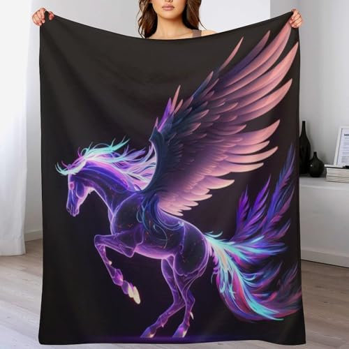 Pferd Decke Flauschig, Super Warme Decke, Hochwertige Wohndecke, Weich & Komfort Flannel Decke, Wolldecke, Sofadecke, Fleecedecke, Tagesdecke（130×150cm）