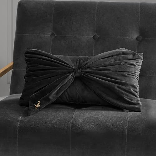 Juicy Couture Rechteckiger, dekorativer Akzent, hochwertiges Wendekissen, Wohn- und Schlafzimmer-Dekor, 25,4 x 45,7 cm, Schwarz